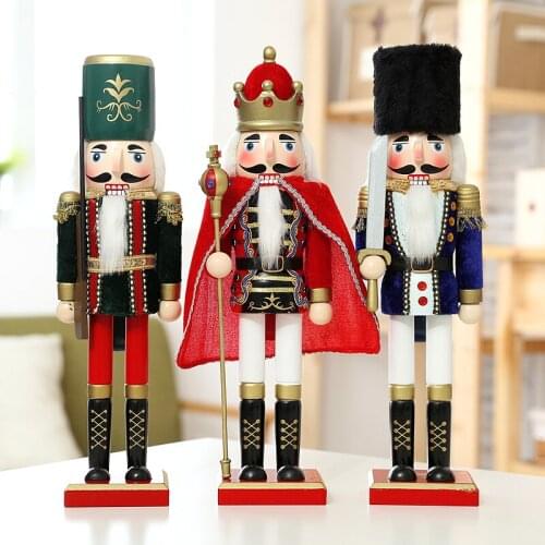 Europe Style 3pcs/lot 38cm Wood Figurine The Nutcracker Soldier Puppet Antique Wooden Christmas Nutcrackers as Gift