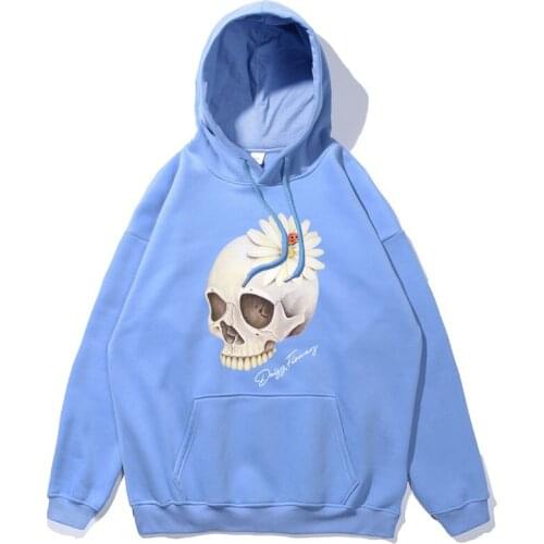 Fashion Skull flower Harajuku Hip Hop Anime Hoodies Sweatshirt Streetwear Cotton Coat Student Youth Men Hoodie oversized