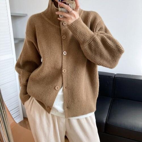 HXJJP Short Single-breasted Thick Winter Sweater Coat Womens Autumn Long-sleeved Knit Cardigan Ss151