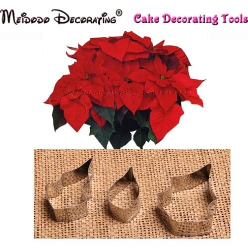 Poinsettia Stainless steel Petal Mold Poinsettia Petal And Leaf Cutters Fondant Cake Decoarions Mould SugarCraft Molds cake tool