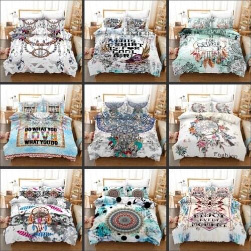 Dreamcatcher Bedding Set 2/3pcs comforter king Queen Size Bohemian 3D Print Bedclothes White Colorful Feathers Girl Duvet Cover
