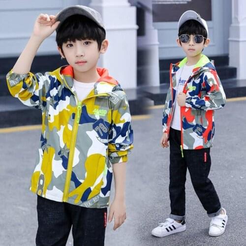 Boys warm jacket kids autumn active clothes baby boys spring breathable sport jacket children windbreaker camouflage windcoat