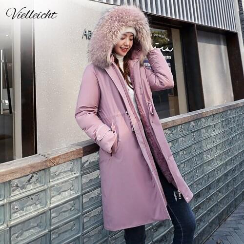 Vielleicht Fur Liner Winter Coat Woman 2021 Fashion Winter Jacket Women Long Cotton Padded Outwear Hooded Female Jacket and Coat