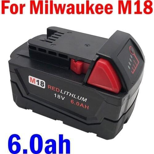 For Milwaukee M18 18V 6000mAh Li-Ion Tool Battery 48-11-1815 48-11-1850 2646-20 2642-21CT Repalcement M18 Battery+free shipping