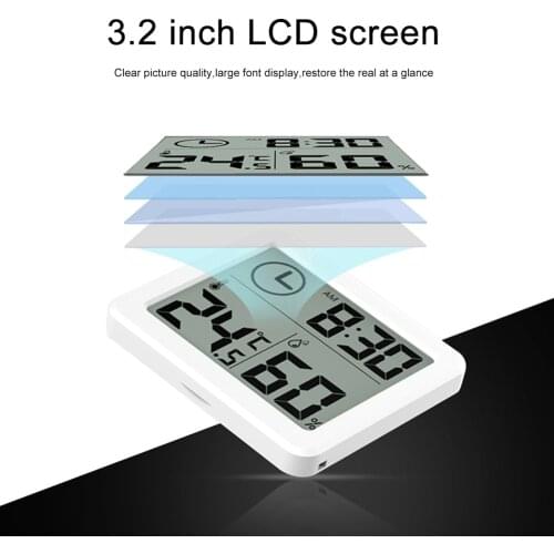 Electronic LCD Display 3.2inch Large Home LCD Time Desktop Table Clocks Multifunction Thermometer Hygrometer
