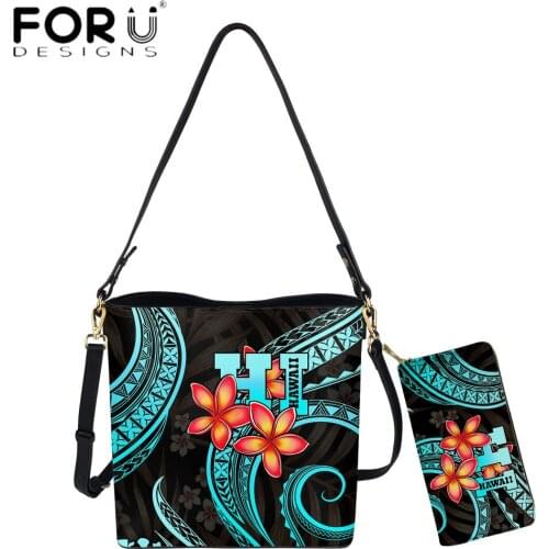 FORUDESIGNS Fashion Brand Women Shoulder Bag And Purse Hawaiian Polynesian With Plumeria 3D Print Casual Crossbody Bolsas