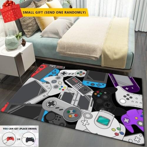 Cartoon Carpets Gamepad Pattern Carpet for Living Room Bedroom Kid Playing Mat Anti-Slip Washable 80x160cm Area Rugs (Sent Gift)