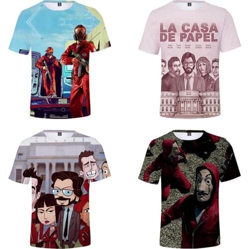 3d T Shirts Money Heist The House of Paper La Casa De Papel Men Women T-shirt Cool Short Sleeve 3D T-shirts Homme Tee Shirt Tops