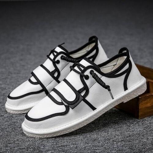 Men Canvas Shoes Solid Color 2021 New Male Stylish Sneakers Air Mesh Low Top Sneakers with Velcro Closure Low Top espadrilles