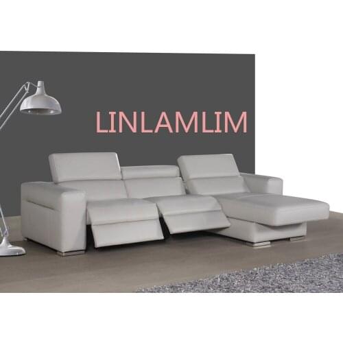 Genuine leather sofa set living room sofa sectional/corner sofa set home furniture couches functional headrest L shape recliner