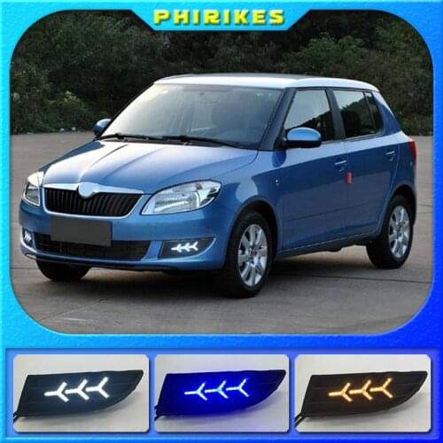 1 Pair 12V ABS LED DRL Daytime Running Lights Fog Lamp Cover Car- styling For SKODA Fabia 2012 2013 2014