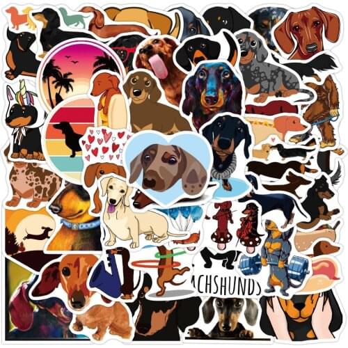 10/30/50PCS Cute Dachshund Dog Cartoon Stickers Waterproof PVC Skateboard Fridge Laptop Motorcycle Travel Cool Sticker Toy