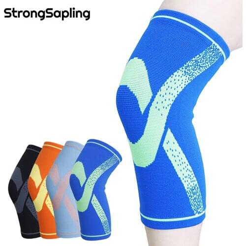 Sports Kneepad Breathable Pressurized Elastic Knitted Anti-Slip Knee Pads Support Leg Sleeve Basketball Running Protector 1Pair
