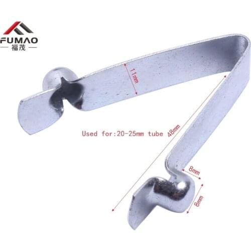 Manufacturer customized galvanized flat steel dual button spring clip used for 20-25mm tube