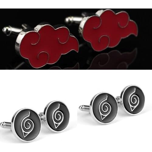 Hot Japan Anime Cufflinks Kunai Akatsuki Member Cufflinks Red Cloud Cuff Links for Mens Shirt Charm Cufflinks for Gifts