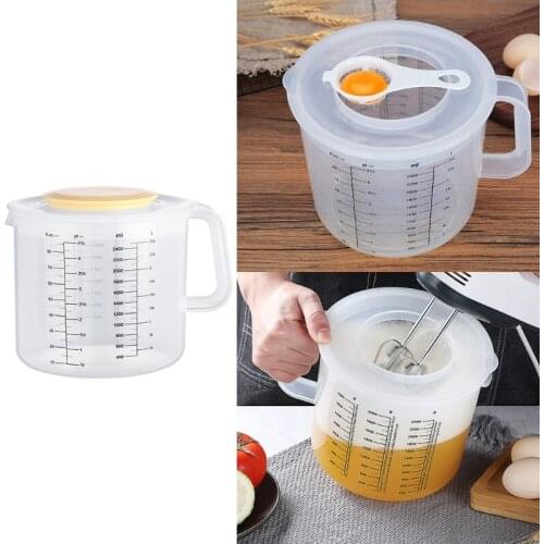 2.5L Baking Measuring Cup Scale Mixing Bowl with Lid Transparent Home Mixing Cup