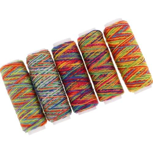 Magideal 5pcs Rainbow Sewing Threads for Stitching Quilting DIY Embroidery