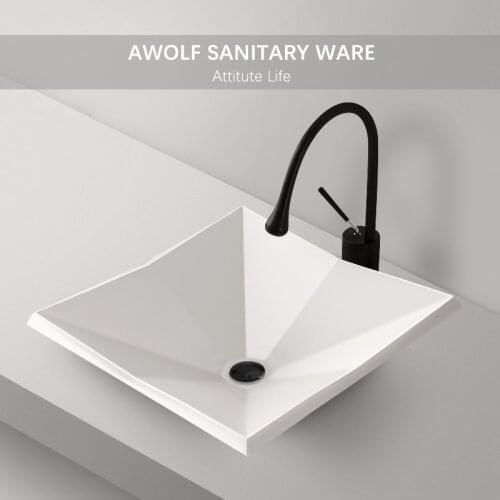 Bathroom Sinks Geometry Design Ceramic Vessel Art Modern Black White Washing Basin Bowl With Drain Soft Hose For Lavatory AM943