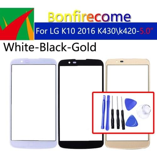 Touch Screen For LG K10 K410F M2 K430T K420N K430DS Front Glass Panel Front Outer Glass Lens For K10 2016 LCD Glass Replacement