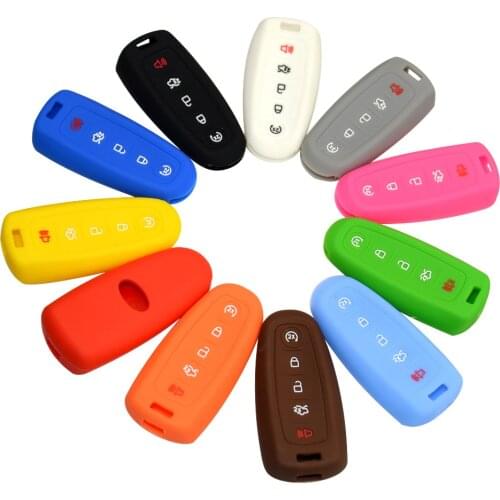 Smart Key Silicone Remote Holder Case Cover For Ford Escape Focus Taurus Edge Explorer Flex C-MAX Lincoln MKS MKT 5 Button FOB