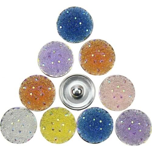 Random 10pcs/lot mixing 18mm snap button jewelry colorful Resin snap button pression bijoux watches women charm bracelet