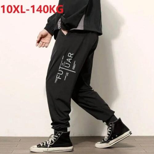Summer spring sport wear cartoon cat pants thin sweatpants Men plus size 8XL 9XL 10XL pants high street elasticity pencil Pants