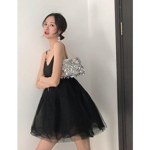 Han edition retro chic girl feeling joker show tall waist with shoulder-straps cygnet summer dress the new female