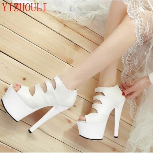 15 cm high heels Stage fashion party dresses sandals Heels nightclub fashion queen womens shoes