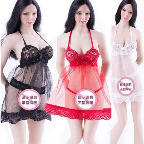 1/6 Scale Female Red/Black Sexy Lace Pajama Set Underwear Panty Set Model Soldier Costume Accessories