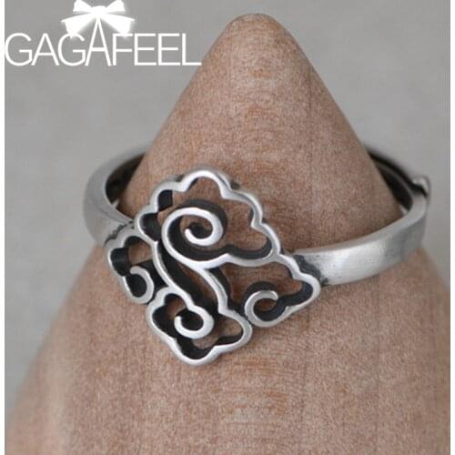 GAGAFEEL S925 Silver Hollow Auspicious Cloud Pattern Open Ring Female Temperament Silver Rings Womens Fine Jewelry