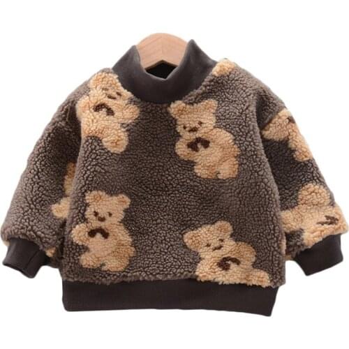 Winter Coat for Boy Girl Pullover Sweater 2021 New Fashion Cartoon Autumn Thickened Flannel Plush Kids Baby Warm Clothes Jacket