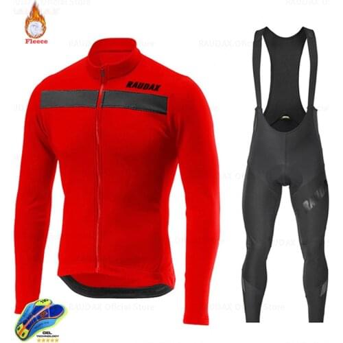 Raudax Winter Cycling Clothing Men Long Sleeve Fleece Cycling Jersey Bike Breathable Ropa Ciclismo Invierno Hombre Termica 2021