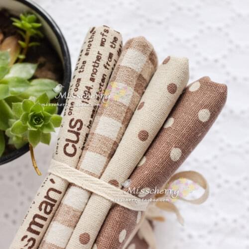 12pcs/lot Vintage Coffee Newspaper Square Fabric Bundle,Thick Cotton Cloth,Sewing Quilting Designer Tissu