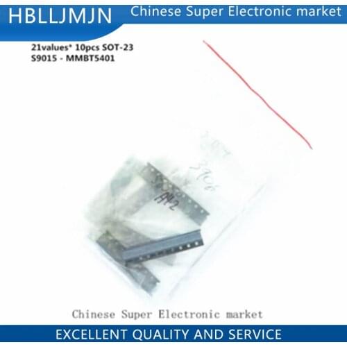 21values* 10pcs=210pcs SOT-23 S9015 S9018 S8050 S8550 S9012 MMBTA42 MMBTA92 MMBT5401 SOT23 Transistor kit package