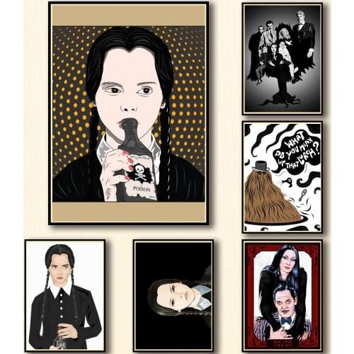 31 Designs Addams Whitepaper Poster Wednesday Artwork Homedecal Fancy Wall Sticker for Coffee House Bar