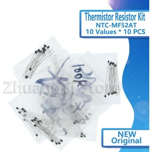 Free Shipping 100pcs=10value*10pcs NTC Thermistor Resistor Kit NTC-MF52AT 1K 2K 3K 4.7K 5K 10K 20K 47K 50K 100K +-5% 3950B