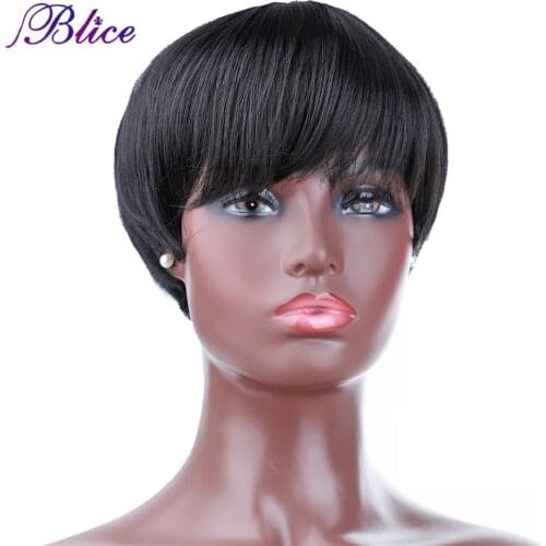 Blice Synthetic Short Wig For Women All Colors Straight Short Hair Wigs With Bangs Machine Made Heat Resistant Fiber 70g/Piece