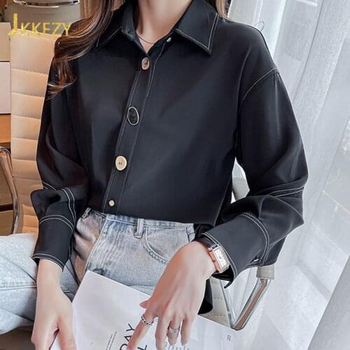 Spring French Retro Shirt Woman Summer Design Bright Line Loose Chiffon Blouse Female Buttons Oversize Elegant Office Lapel Top