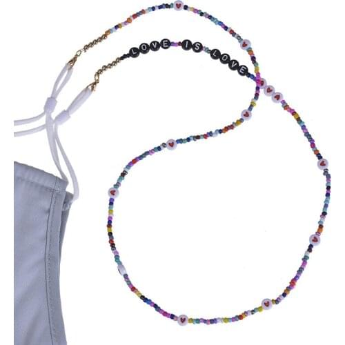 Boho Chain For Mask Women Men Girls Anti-lost chains for storing masks Necklace Jewelry Letter Choker Colorful Beads Collares