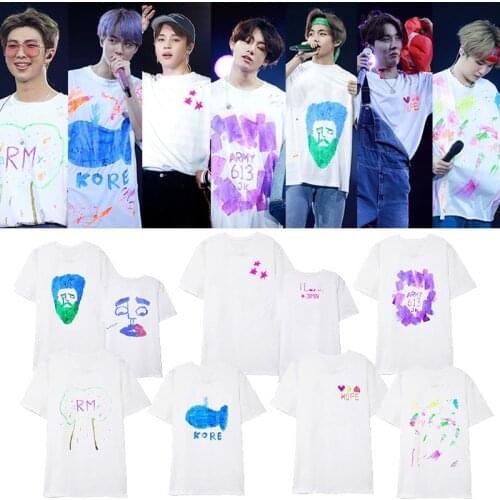 Kpop Bangtan Boys 5TH MUSTER Concert Shirts Hip Hop Streetwear Loose Clothes Graffiti Tshirt T Shirt Short Sleeve Tops T-shirt