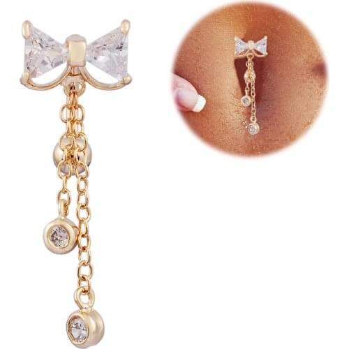 Hot Sale Fashion Bowknot Navel Ring Bow Belly Button Rings Bar Stainless Steel Surgical Piercing Sexy Body Jewelry For Women