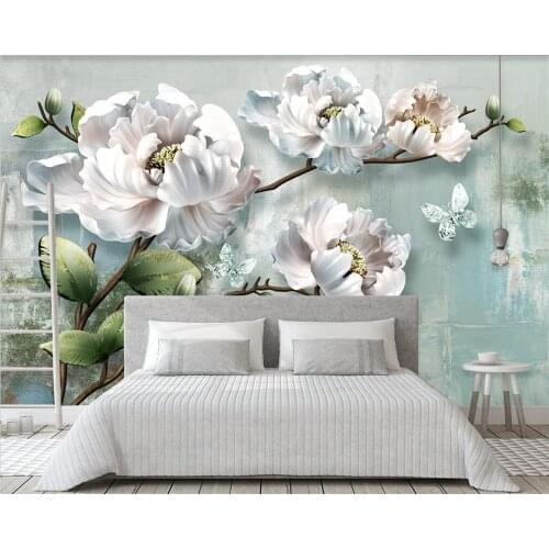 Customized wallpaper 3D three-dimensional relief fresh peony mural European retro living room bedroom TV background wall обои