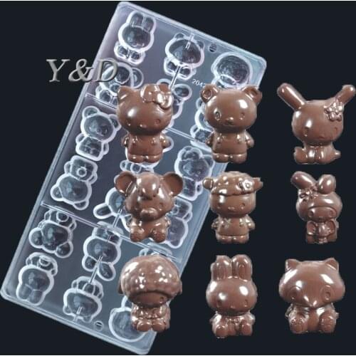 Cute Cat Rabbit Bear Sheep Hard DIY 3 D Tools Maker Injection Polycarbonate PC Sweet Candy Chocolate Jelly Mold Mould