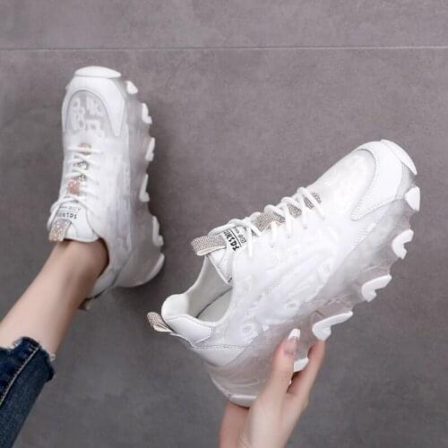 2021New Fashion Chunky Sneakers Women Lace Up Trainers Shoes Outdoor Breathable Pink Casual Running Shoes Walking Zapatos Mujer