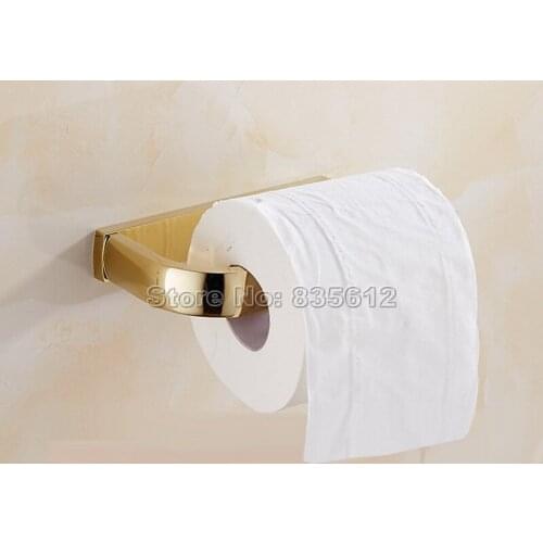 Gold Color Brass Wall Mounted Toilet Paper Holder Single Lever Roll Paper Holder Convenient Practical Wba848