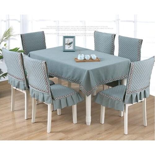 Simple Style Linen Table Cloth Anti-slip Chair Cover Cushion for Dinning Dust-proof Tablecloth 130*180/150*200CM Table Cover W