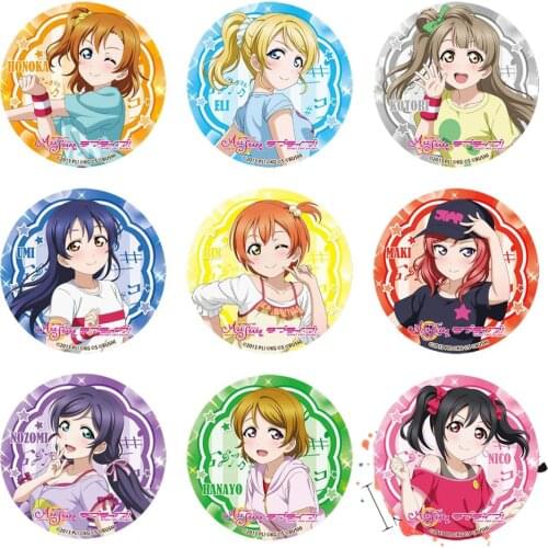 Love Live All Stars Anime Badge μs Honoka Eli Nozomi Umi Rin Maki Nico Hanayo Kotori Lovelive Game Metal Badge Brooch Pins