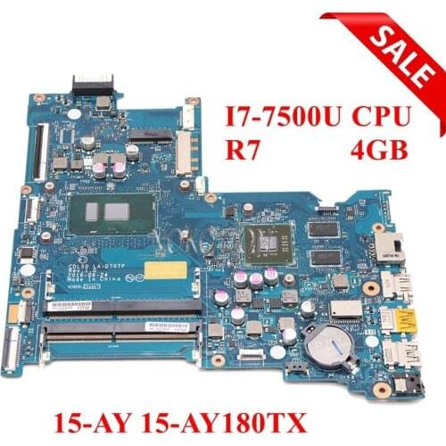 NOKOTION CDL50 LA-D707P 903787-601 903787-501 903787-001 PC Motherboard For HP 15-AY 15-AY180TX SR2ZV i7-7500U CPU R7 M440 4GB
