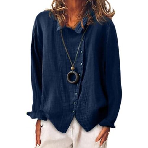 Harajuku Fashion Female Tops Irregular Single-breasted Shirt Turn-down Collar Skin-friendly Long Sleeve Solid Color Loose Blouse