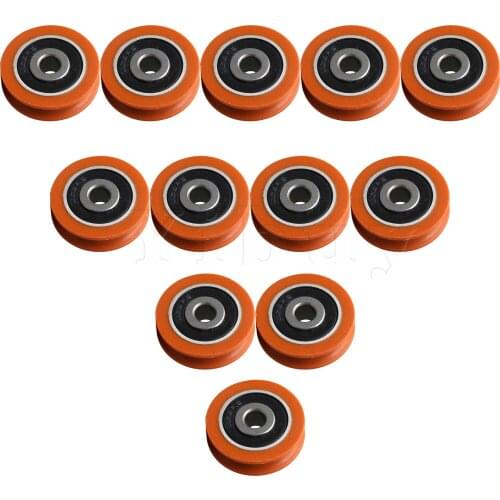 Nylon Round Groove Guide Roller Bearing Pulley Wheel Orange Pack of 12